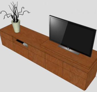 现代化棕色电视支架SU模型下载_sketchup草图大师SKP模型