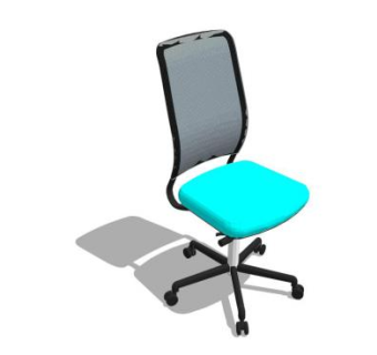 高背蓝色扶手办公椅SU模型下载_sketchup草图大师SKP模型