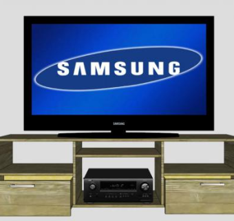 简单的木材带抽屉电视柜SU模型下载_sketchup草图大师SKP模型