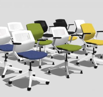 办公椅嵌套椅SU模型下载_sketchup草图大师SKP模型