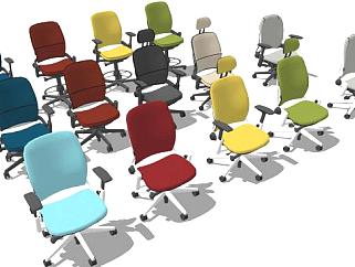 会议椅彩色座椅SU模型下载_sketchup草图大师SKP模型