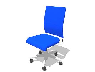 蓝色座椅办公椅SU模型下载_sketchup草图大师SKP模型