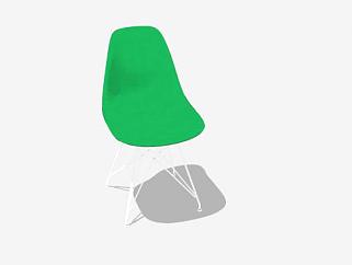 绿色椅塑料侧椅SU模型下载_sketchup草图大师SKP模型