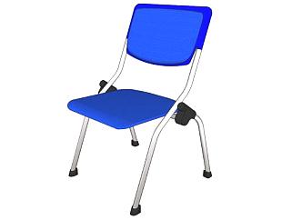 蓝色塑料椅办公座椅SU模型下载_sketchup草图大师SKP模型