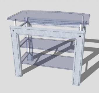 玻璃台面电简约视柜SU模型下载_sketchup草图大师SKP模型