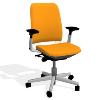 办公椅黄色软座SU模型下载_sketchup草图大师SKP模型