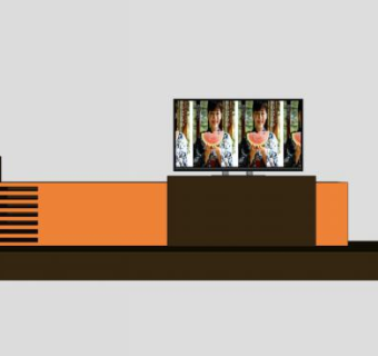 棕色复古电视长柜SU模型下载_sketchup草图大师SKP模型
