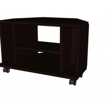 棕褐色带滑轮电视柜SU模型下载_sketchup草图大师SKP模型