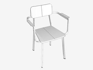 白色金属椅子SU模型下载_sketchup草图大师SKP模型