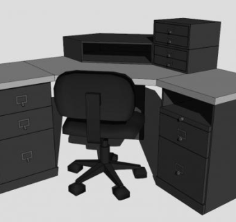 黑色职员椅办公椅SU模型下载_sketchup草图大师SKP模型