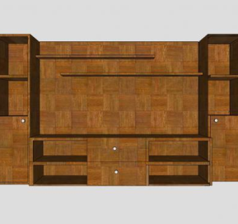 美式整体电视柜SU模型下载_sketchup草图大师SKP模型