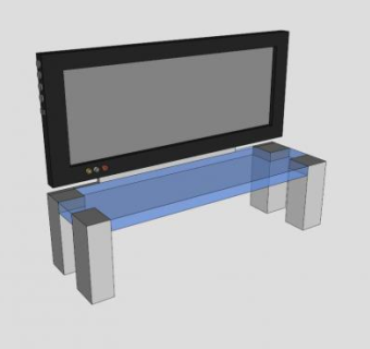 蓝色玻璃简约电视柜SU模型下载_sketchup草图大师SKP模型