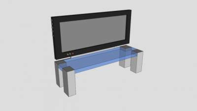 蓝色玻璃简约电视柜SU模型下载_sketchup草图大师SKP模型