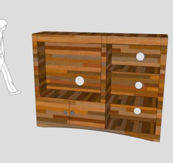 美式纯实木电视柜SU模型下载_sketchup草图大师SKP模型