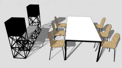 棕色会议椅叠放椅子SU模型下载_sketchup草图大师SKP模型