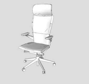 白色高背办公椅SU模型下载_sketchup草图大师SKP模型