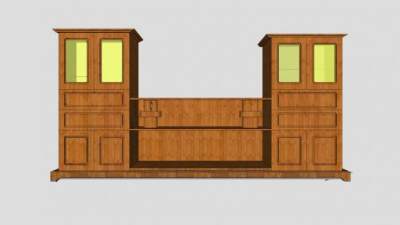 美式风格玻璃电视柜SU模型下载_sketchup草图大师SKP模型