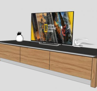 实木黑色电视柜SU模型下载_sketchup草图大师SKP模型