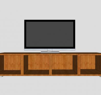 木制简单电视柜SU模型下载_sketchup草图大师SKP模型