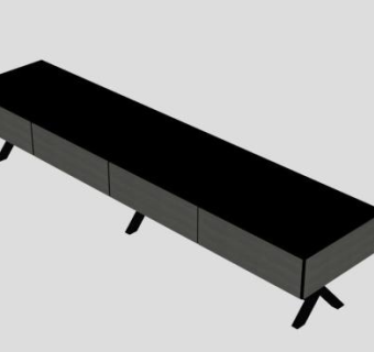 黑色简易电视柜SU模型下载_sketchup草图大师SKP模型