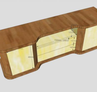 黄色简易电视柜SU模型下载_sketchup草图大师SKP模型