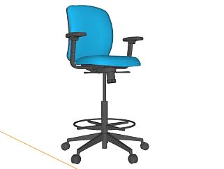 杰克办公座椅蓝色椅SU模型下载_sketchup草图大师SKP模型