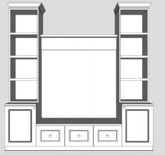 白色欧式简易电视柜SU模型下载_sketchup草图大师SKP模型