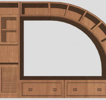 书柜棕色电视架SU模型下载_sketchup草图大师SKP模型