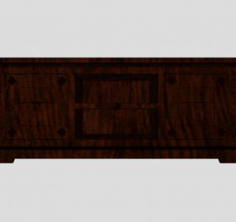 大型黑木电视柜SU模型下载_sketchup草图大师SKP模型