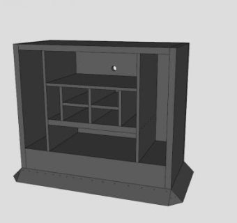 灰色美式电视柜SU模型下载_sketchup草图大师SKP模型