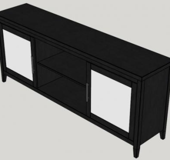 雕花木板电视柜SU模型下载_sketchup草图大师SKP模型