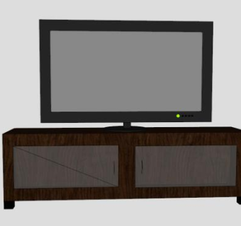带有平板电视的实木电视柜SU模型下载_sketchup草图大师SKP模型