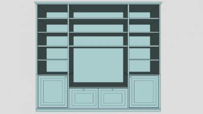 浅蓝现代电视柜SU模型下载_sketchup草图大师SKP模型