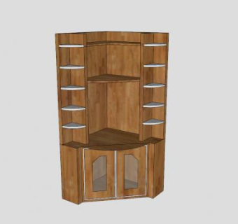 木制电视柜与陈列柜SU模型下载_sketchup草图大师SKP模型