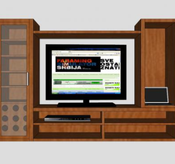 木制现代玻璃电视柜SU模型下载_sketchup草图大师SKP模型