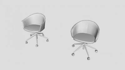 白色为办公室滚动椅SU模型下载_sketchup草图大师SKP模型