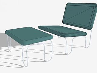绿色躺椅SU模型下载_sketchup草图大师SKP模型
