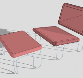 粉红躺椅沙发椅SU模型下载_sketchup草图大师SKP模型