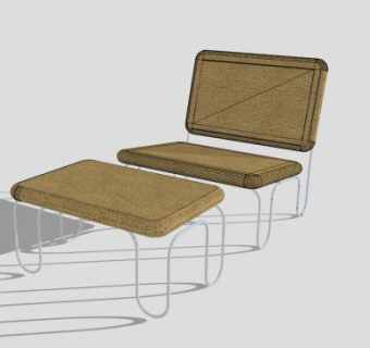 稻草色躺椅SU模型下载_sketchup草图大师SKP模型