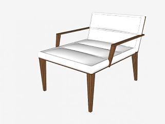 白色躺椅扶手椅SU模型下载_sketchup草图大师SKP模型