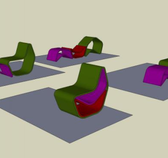 简软椅创意躺椅SU模型下载_sketchup草图大师SKP模型