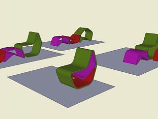 简软椅创意躺椅SU模型下载_sketchup草图大师SKP模型