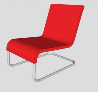 现代范塞伦红色躺椅SU模型下载_sketchup草图大师SKP模型