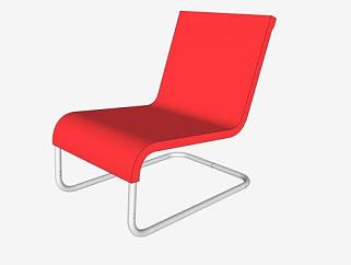 现代范塞伦红色躺椅SU模型下载_sketchup草图大师SKP模型