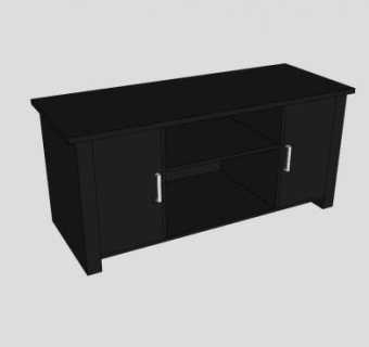 大型黑色电视柜SU模型下载_sketchup草图大师SKP模型