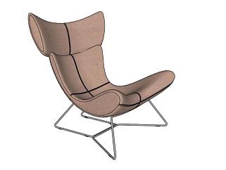 棕色扶手椅躺椅SU模型下载_sketchup草图大师SKP模型