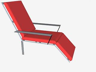 红色草坪躺椅SU模型下载_sketchup草图大师SKP模型