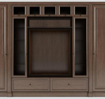 木制复古电视柜SU模型下载_sketchup草图大师SKP模型