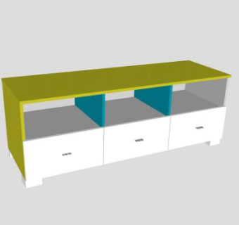 黄色地中海风格电视柜SU模型下载_sketchup草图大师SKP模型