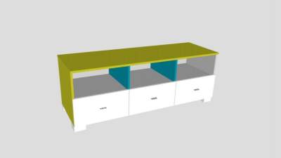 黄色地中海风格电视柜SU模型下载_sketchup草图大师SKP模型